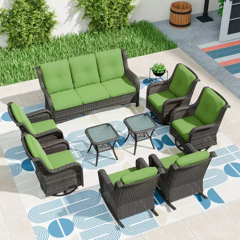 UPTIOT 9 Pieces Outdoor Wicker Sectional Sofa