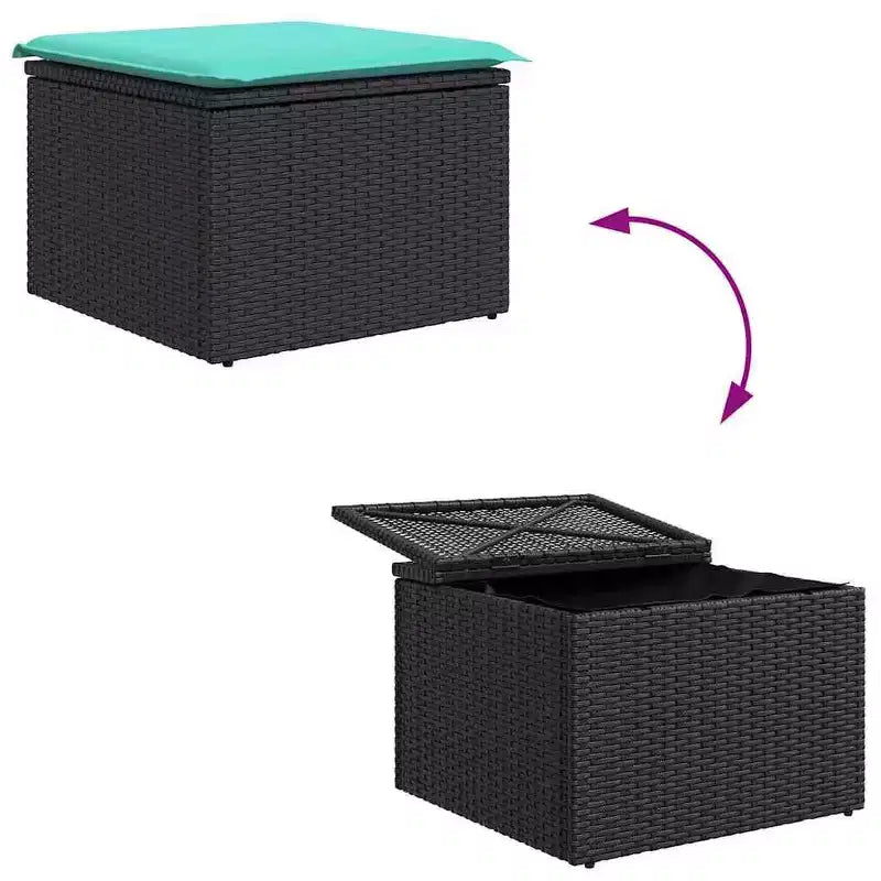 vidaXL Garden Sofa Set with Cushion 4 pcs Black Poly rattan