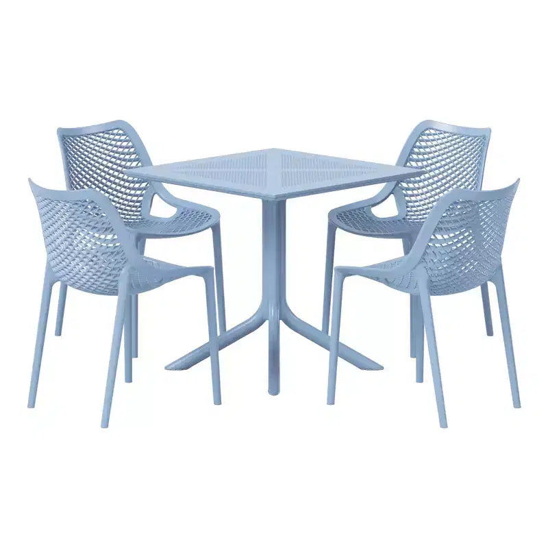 WestinTrends Playa 5-Piece Modern Square Patio Dining Table Set with Stackable Patio Dining Chairs