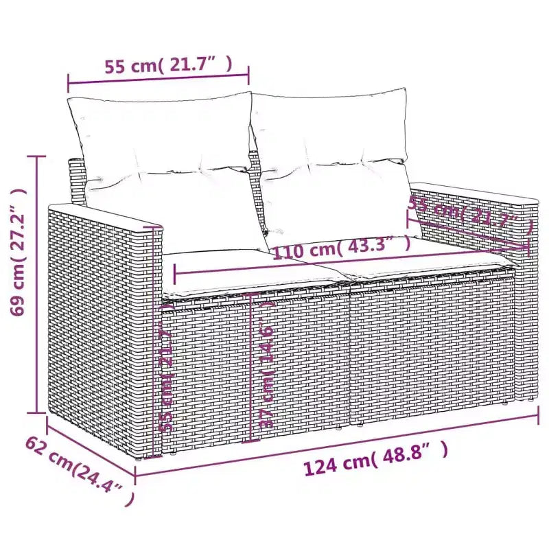 vidaXL Garden Sofa Set with Cushions Poly Rattan