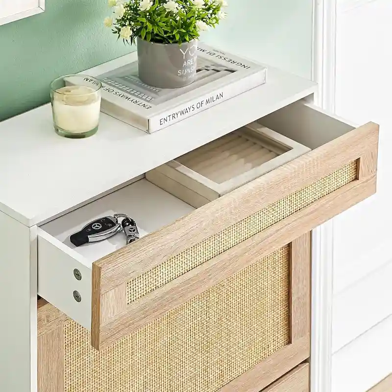 Rattan Shoe Cabinet for Entryway
