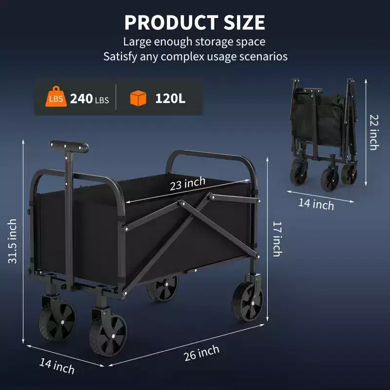 Foldable Utility Wagon with All-Terrain Wheels �C 240 lb Capacity