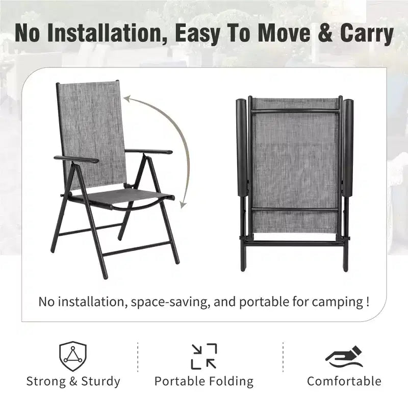 Captiva Designs 7pc Patio Dining Set with Slat-top Rectangle Table & Sling Foldable Chair