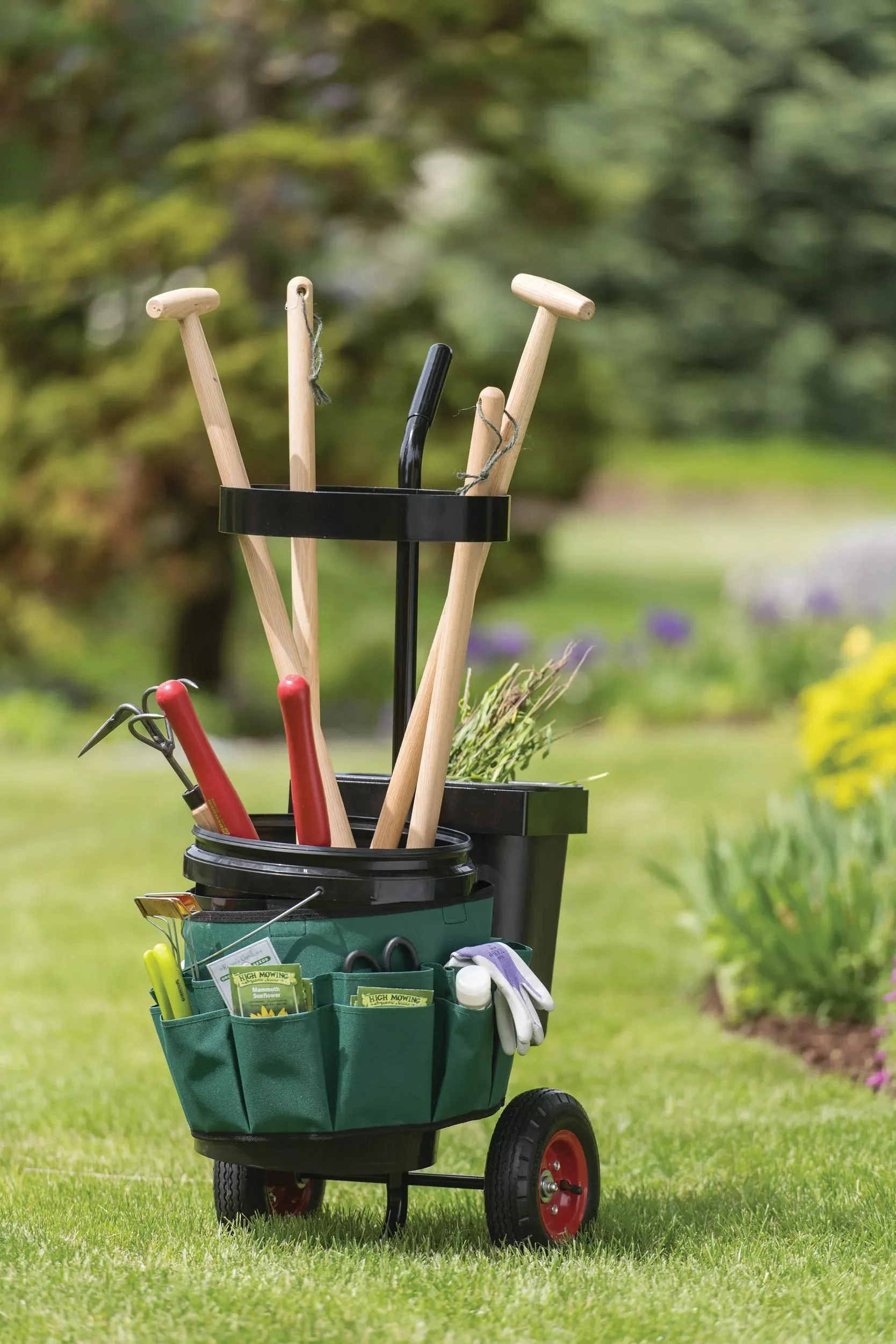 Rolling Garden Tool Storage Caddy with Bucket Organizer and Wheels