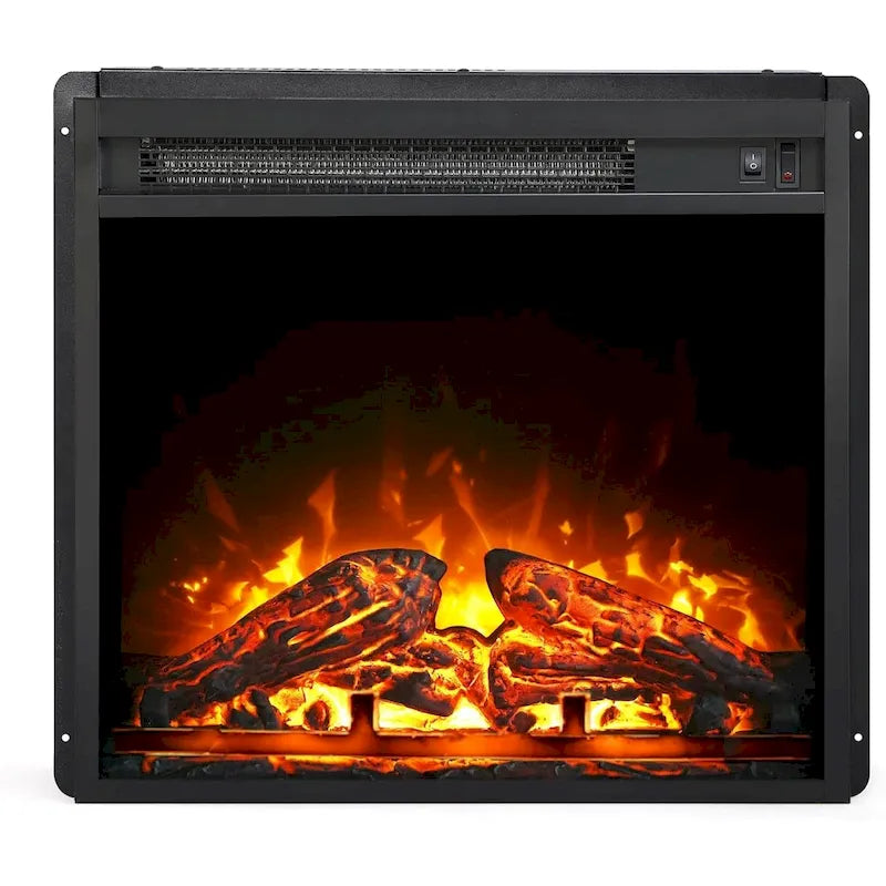 3-Sided Glass Electric Fireplace Insert – Gray & Blue Light / Black, Freestanding or Insert, 18 or 36 Inch