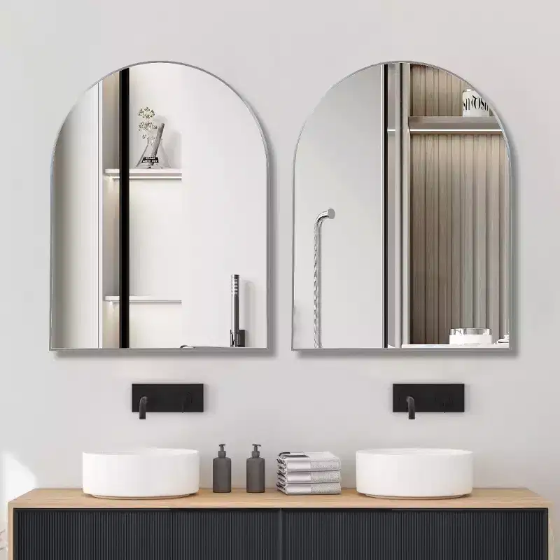 30 x 40 Arched Decor Wall Mirror, Large Modern Aluminum Alloy Frame Vanity Mirror for Entryway & Bathroom