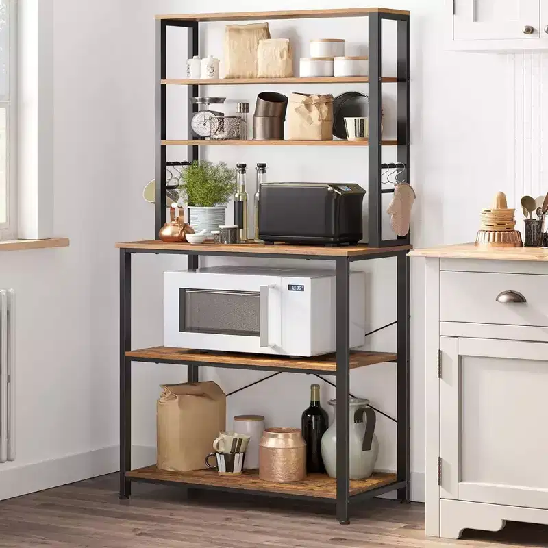 Baker's Rack Microwave Oven Stand – Kitchen Tall Utility Storage Shelf