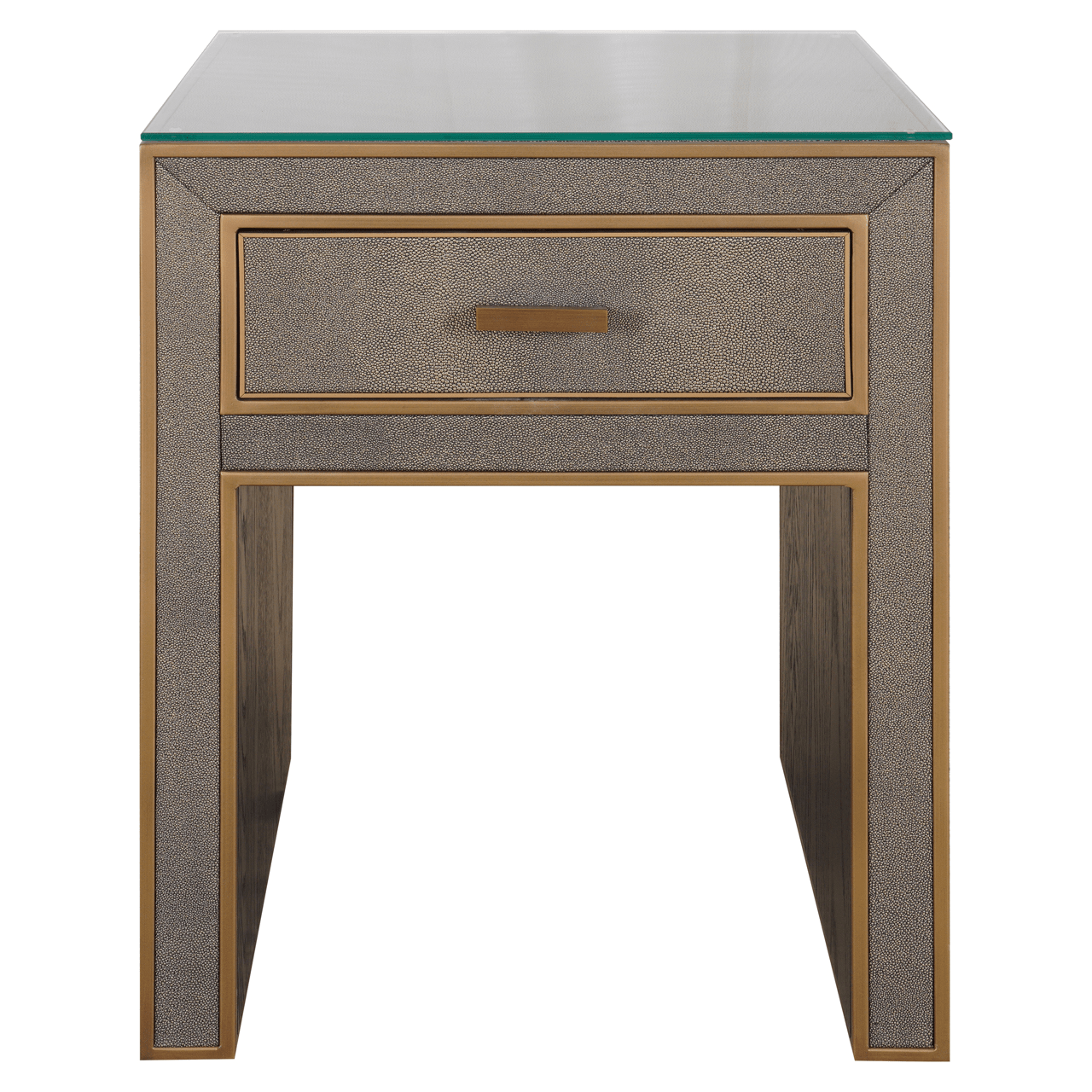 Shagreen 1 Drawer Bedside Table with Glass Top