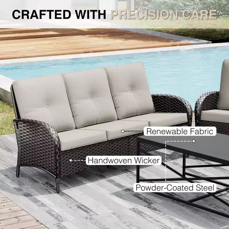 UPTIOT Outdoor Patio Set with Sofas, Swivel Chairs, Ottomans, and Side Table
