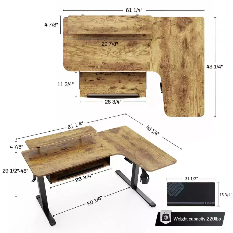 EUREKA ERGONOMIC 60x23 L Shaped Standing Desk with Accessories Set