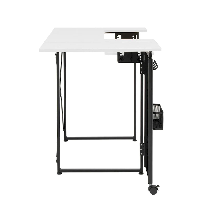 Sew Ready Pivot Sewing Table with Storage Panel and Adjustable Platform