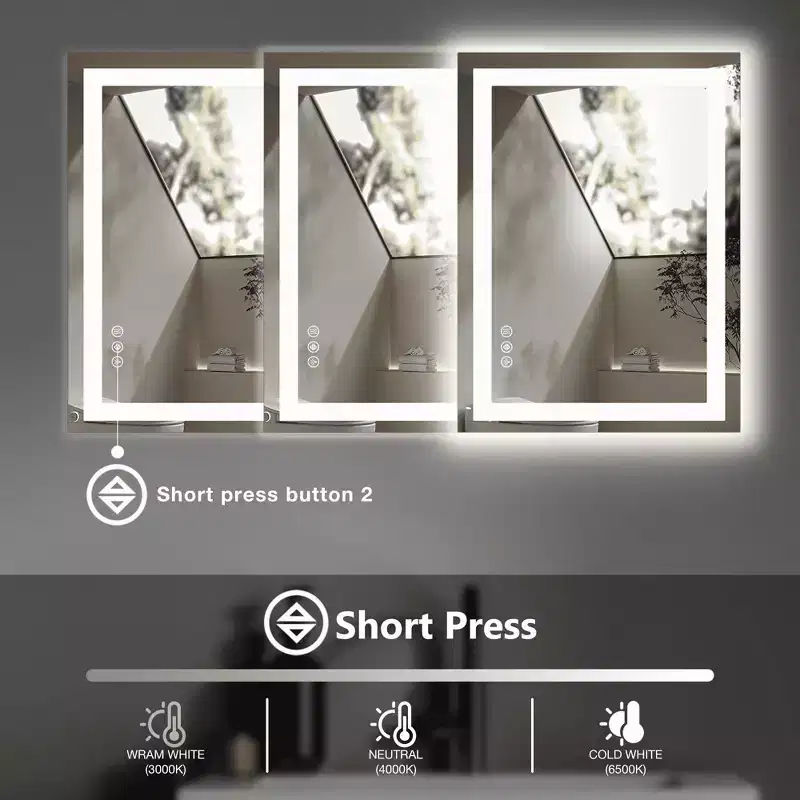 Bathroom Mirror Dual Light Source Three Lighting Modes