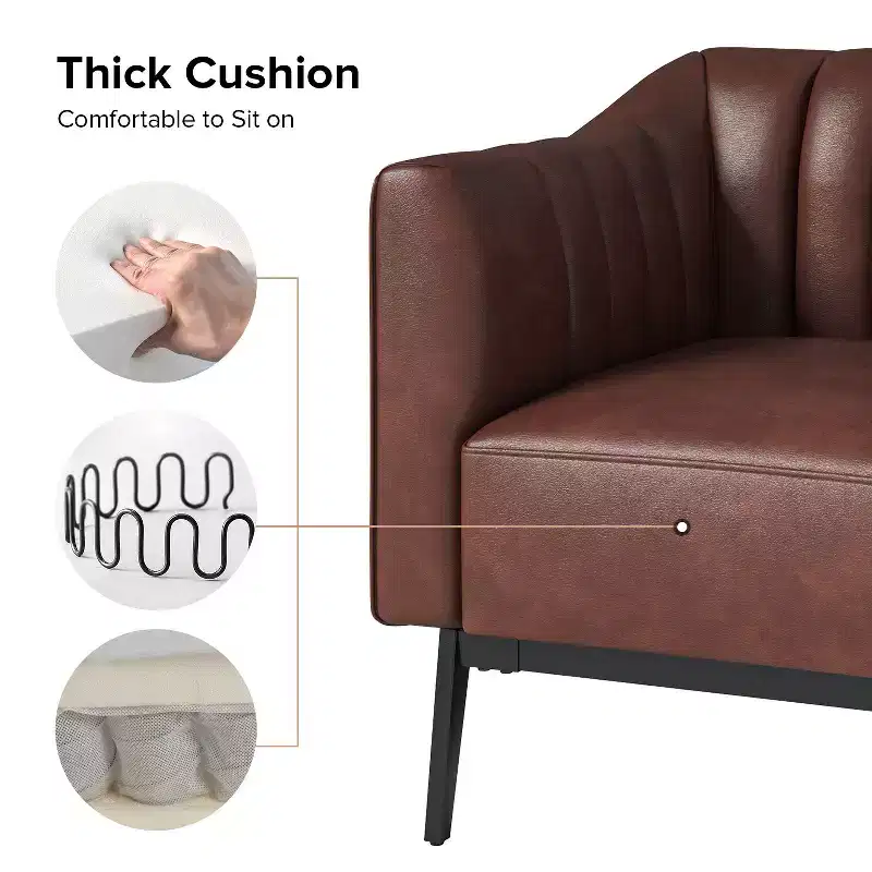 Carsten Industry 30 Wide Faux Leather Chair with Metal Leg|HULALA HOME-BROWN