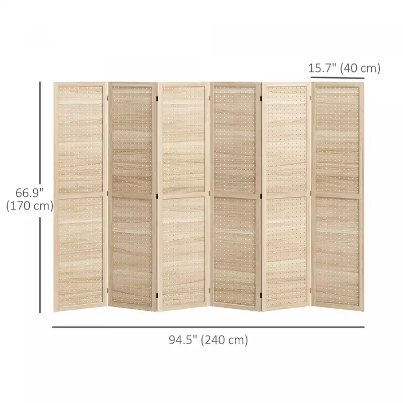 6 Panel Folding Room Divider Privacy Screen Indoor Home Decoration