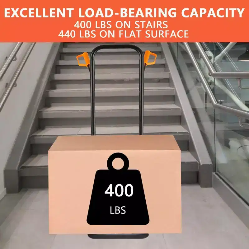 Stair Climbing Hand Truck, Heavy Duty Folding Dolly Cart with 6 Wheels, 440Lbs Capacity, Moving Dolly
