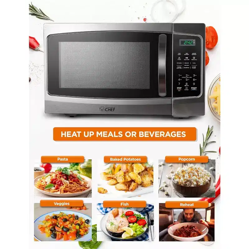 Commercial Chef 1.3 Cu. Ft. Countertop Microwave Oven, CHM13MS6