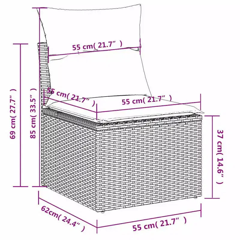 vidaXL Garden Sofa Set with Cushions Poly Rattan