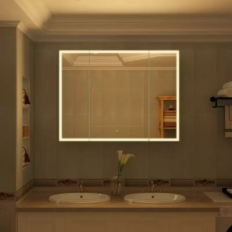 LED Lighted Medicine Cabinet with Defogging Function, Adjustable Lighting & Ample Storage for Bathroom