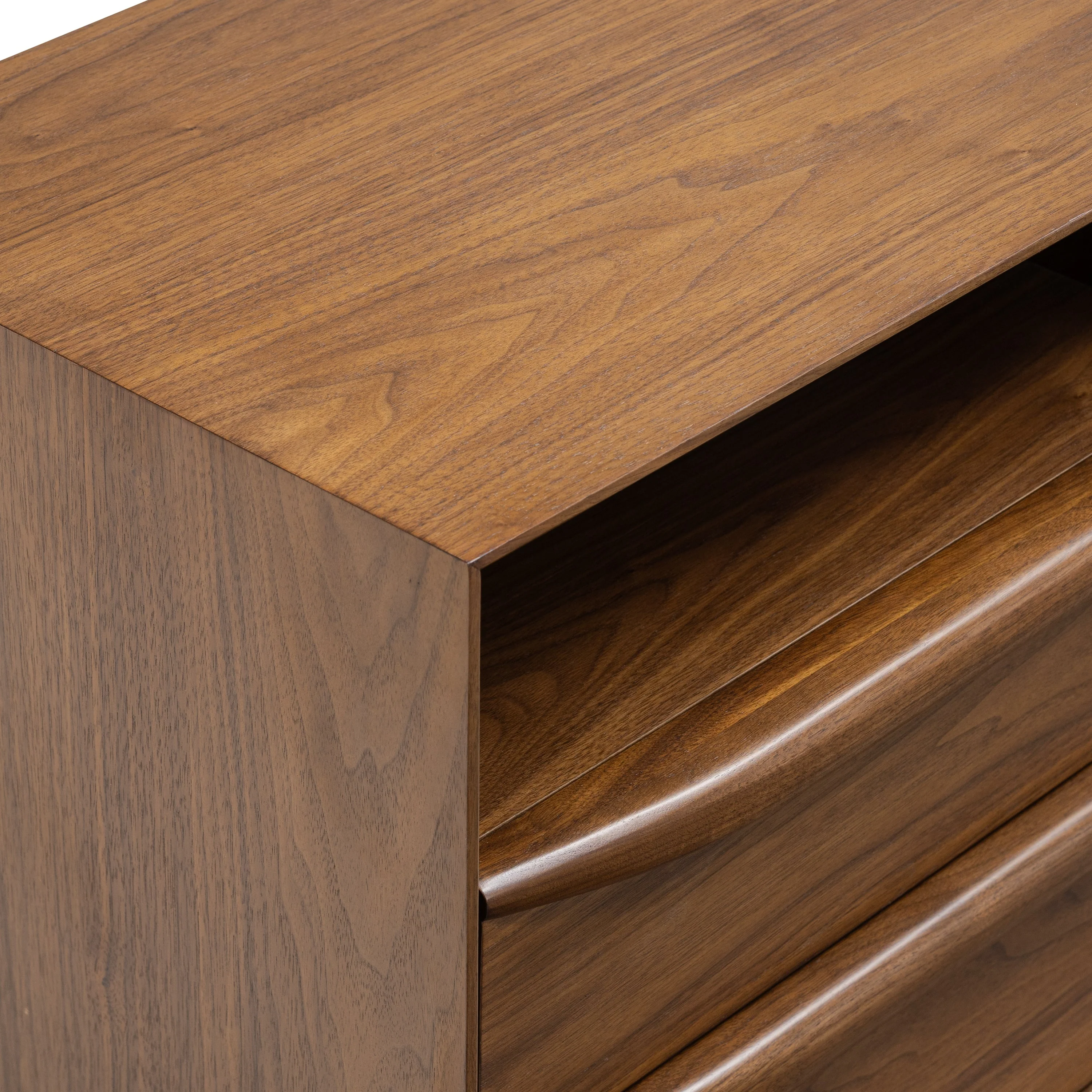 Mid-Century Modern Walnut Walnut Wood Nightstand with Solid Walnut