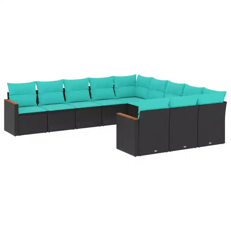 vidaXL Garden Sofa Set with Cushions Poly Rattan
