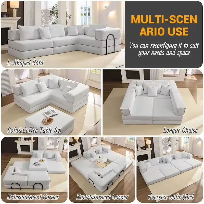 118.2 Oversized Upholstered Sectional Sofa, DIY Corduroy Sofa