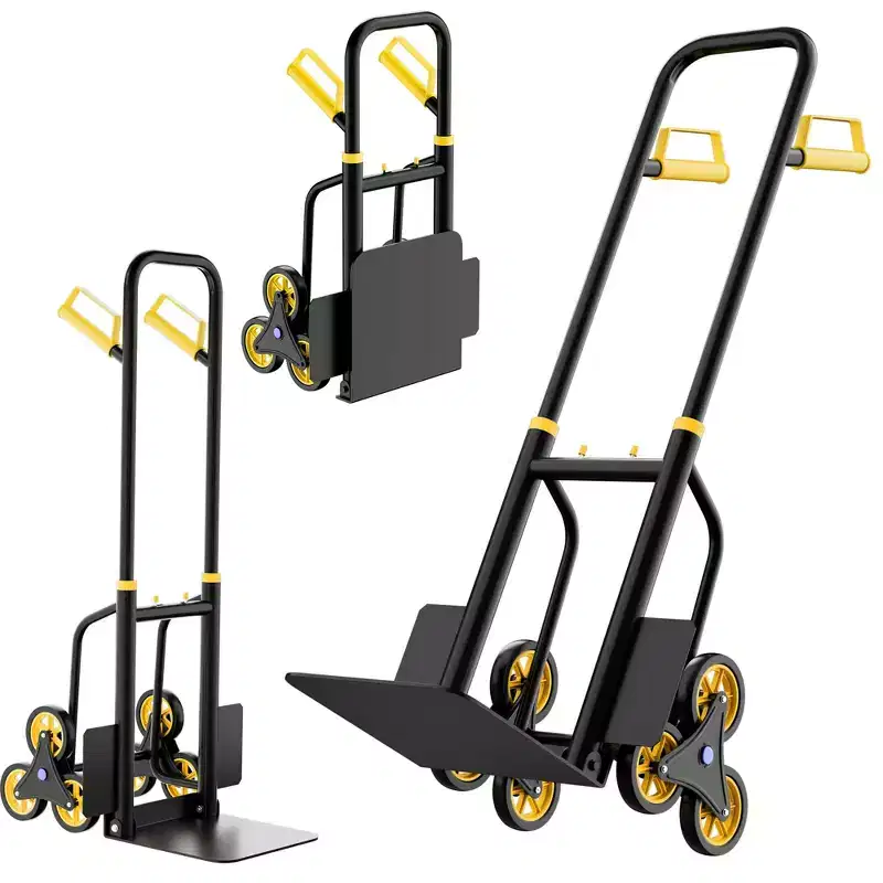Stair Climbing Hand Truck, Heavy Duty Folding Dolly Cart with 6 Wheels, 440Lbs Capacity, Moving Dolly