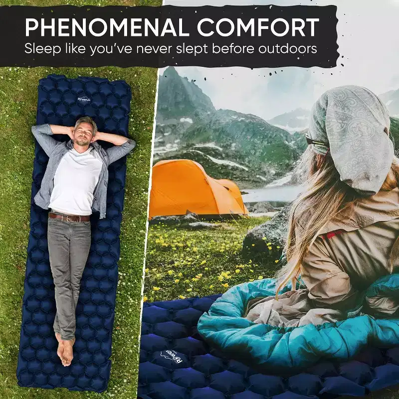 PowerLix Ultralight Sleeping Pad with Inflating Bag, Compact Hiking & Camping Mat