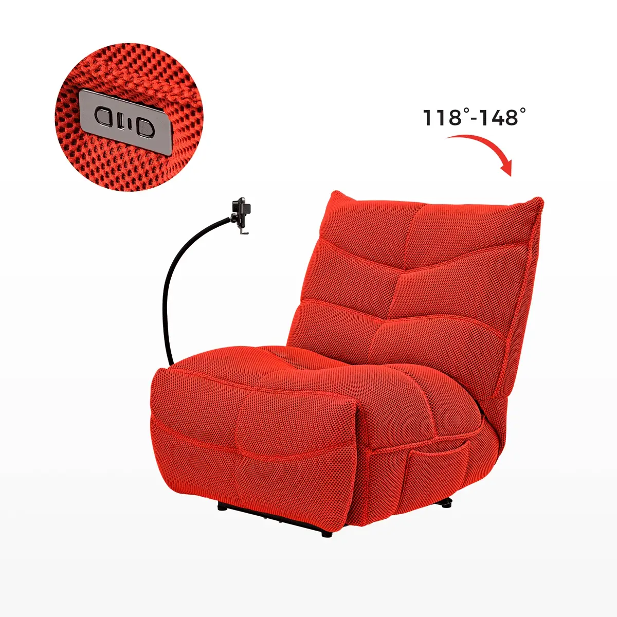 Recliner with Wireless Charging and USB Port