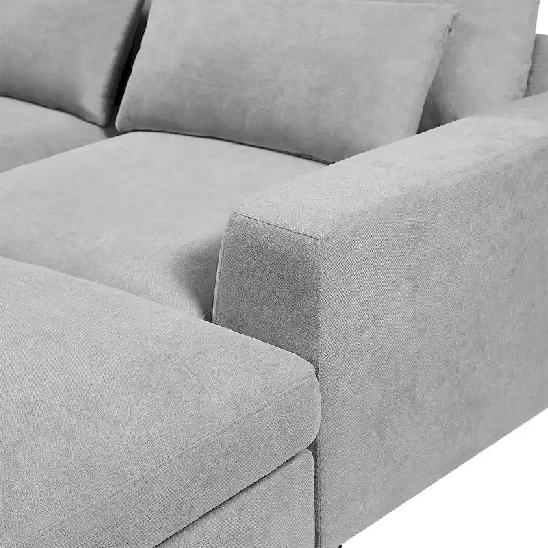 L-Shape Sectional Sofa with Reversible Chaise and Feather-Filled Cushions