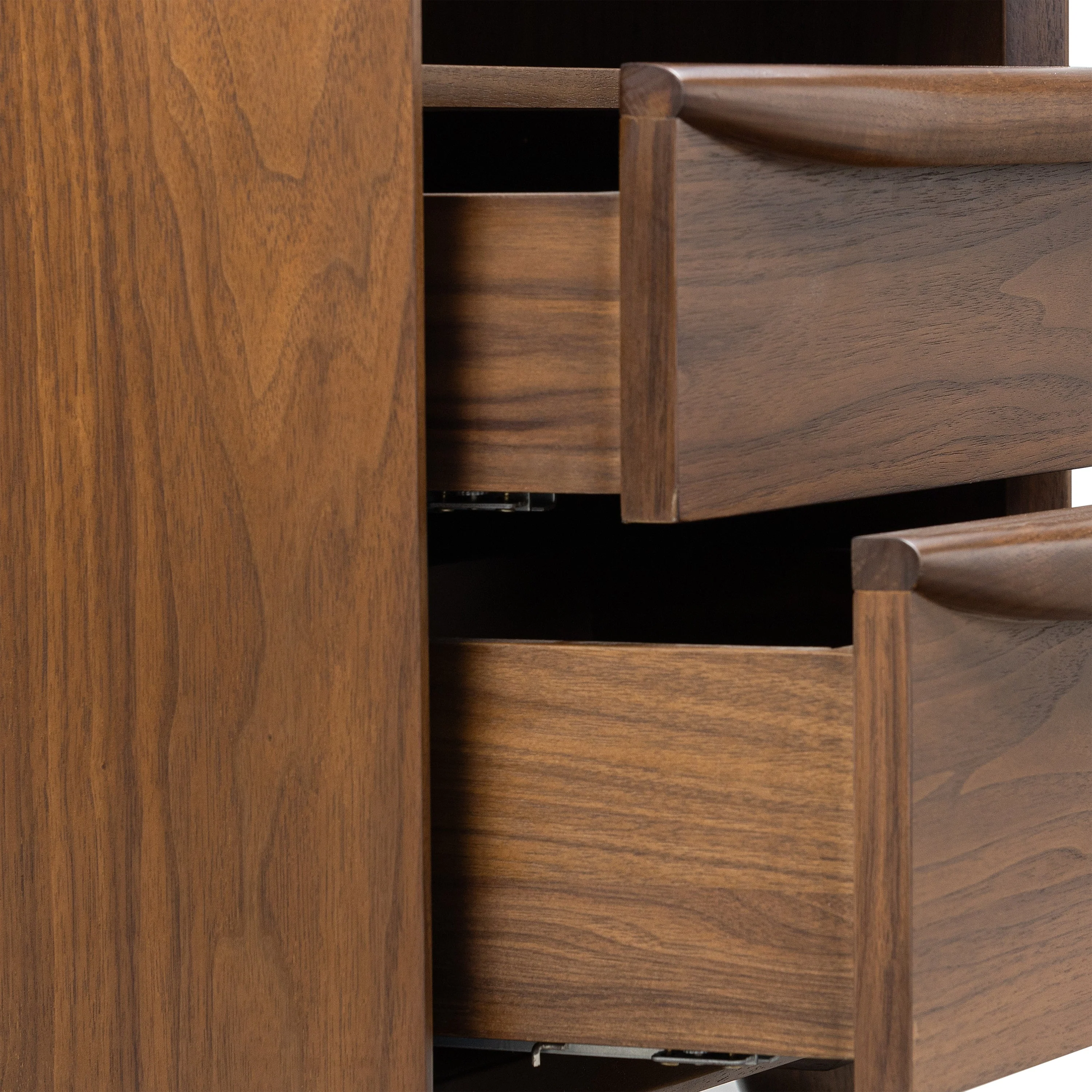 Mid-Century Modern Walnut Walnut Wood Nightstand with Solid Walnut