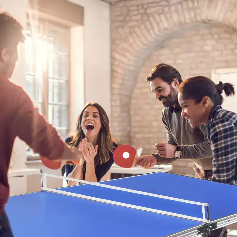 Costway 60'' Portable Table Tennis Ping Pong Folding Table with Accessories Indoor Game Red/Blue