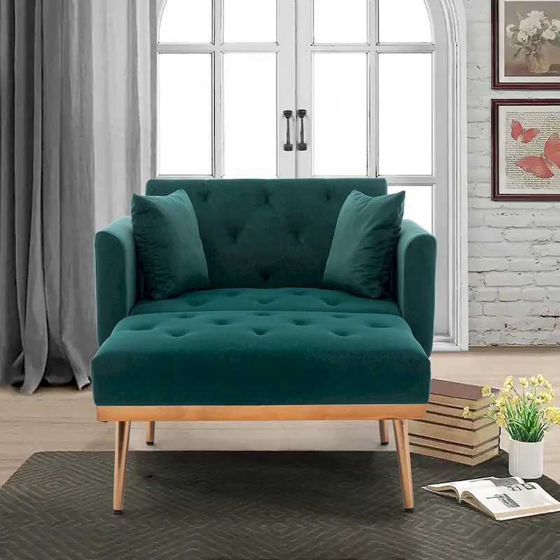 Barrel Accent Chair with Foam Padding and Velvet Upholstery