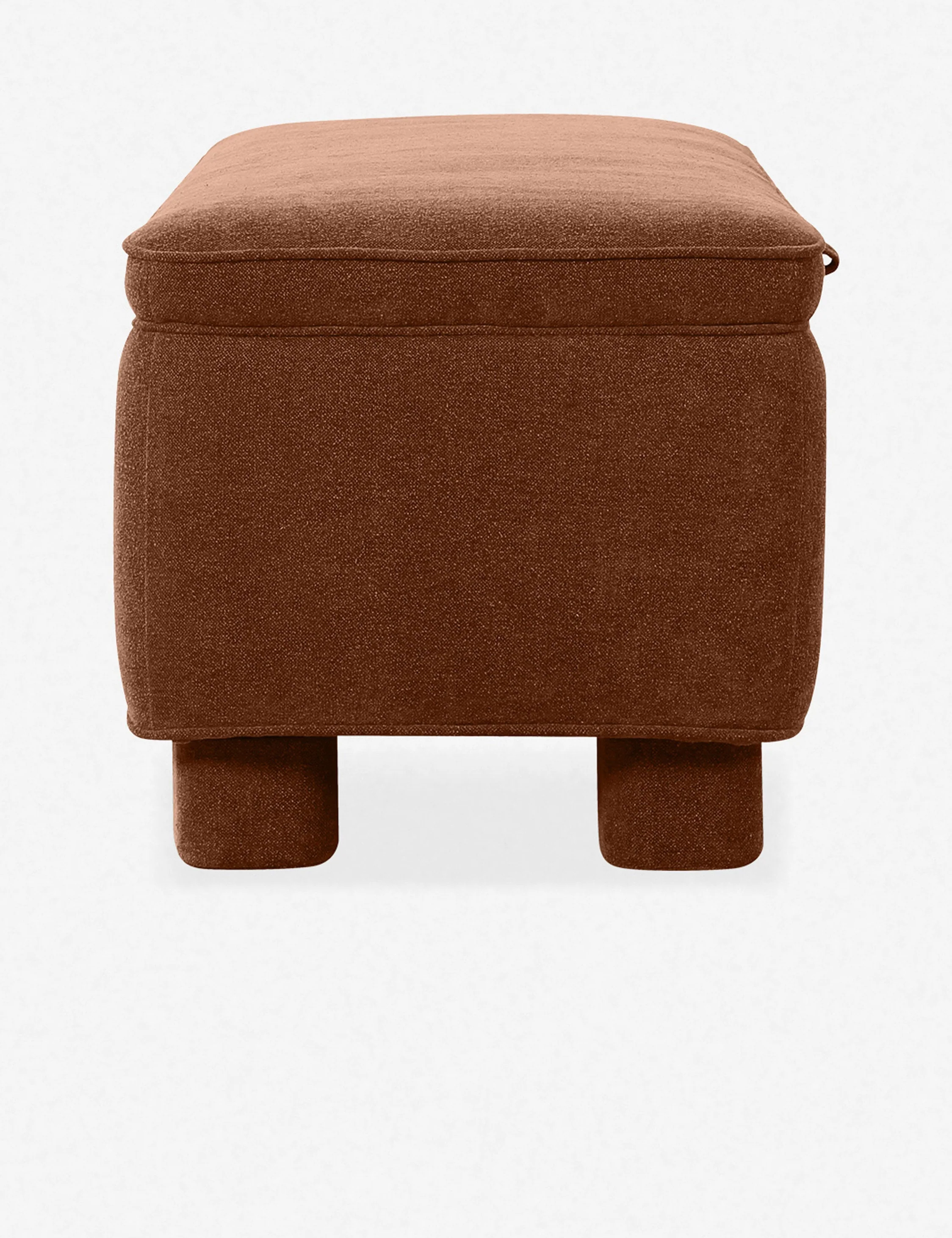 Bench - This upholstered bench is infused with timeless character, featuring inside for linens, pillows, and blankets