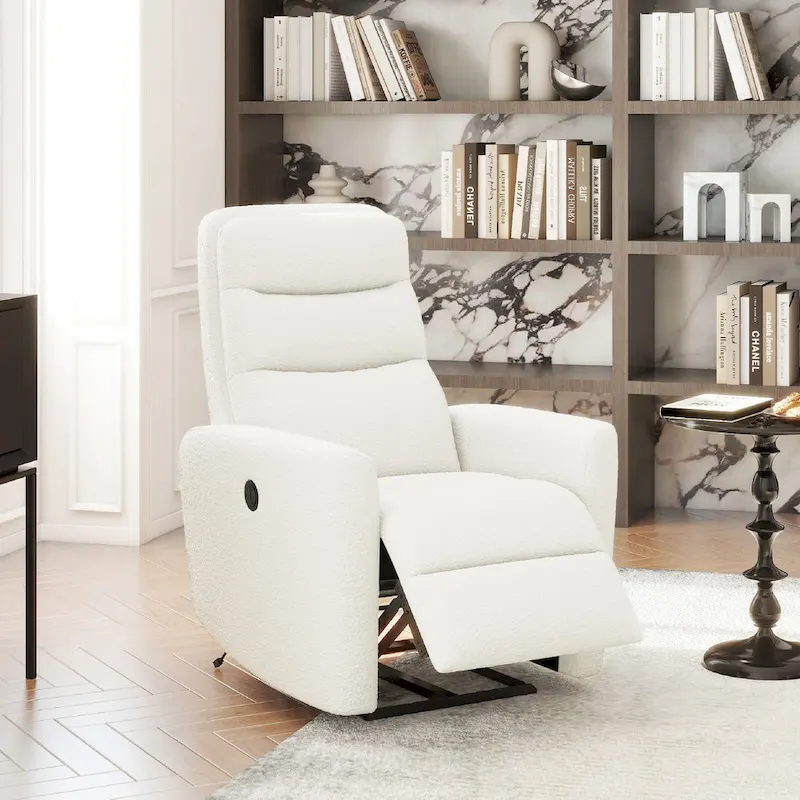 Bloomy 35.5  Boucle Upholstered High-Back Power Recliner Motion Chair