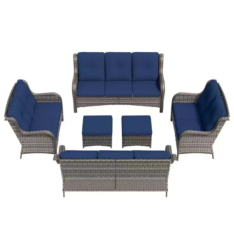 UPTIOT 6 Pieces Outdoor Wicker Sectional Sofa