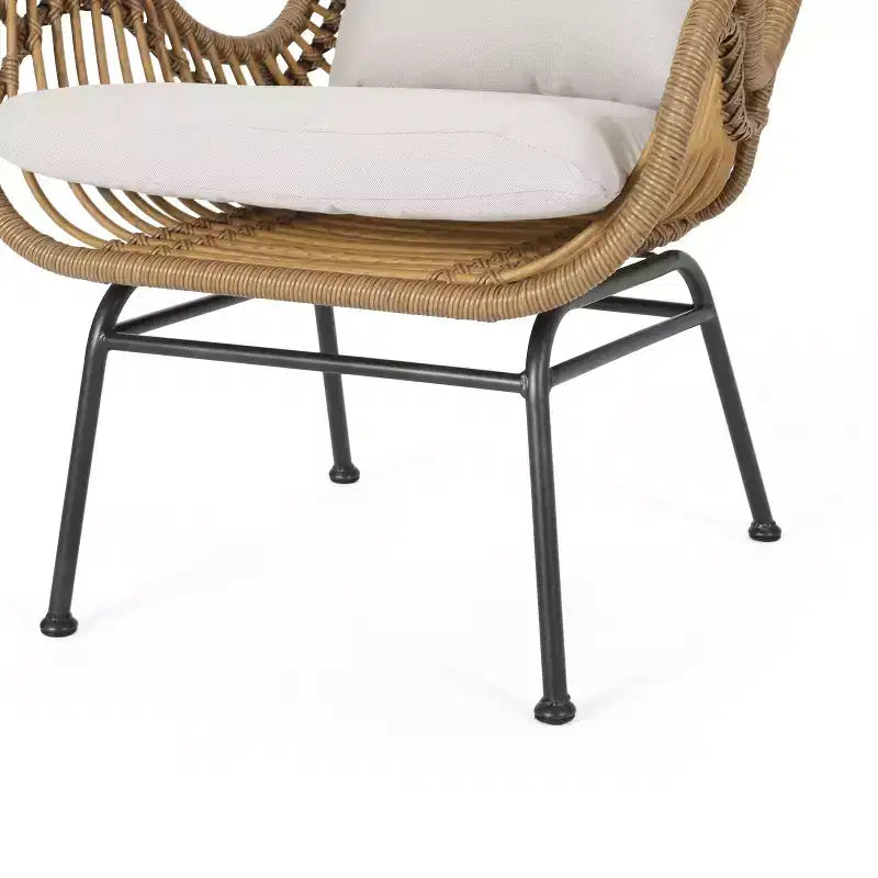 Christopher Knight Home Bechtel Outdoor Wicker and Tempered Glass 5 Piece Chat Set with Ottomans