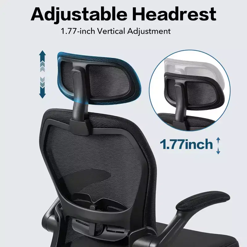 Ergonomic Mesh Office Chair with Headrest, Lumbar Support & Flip-Up Arms
