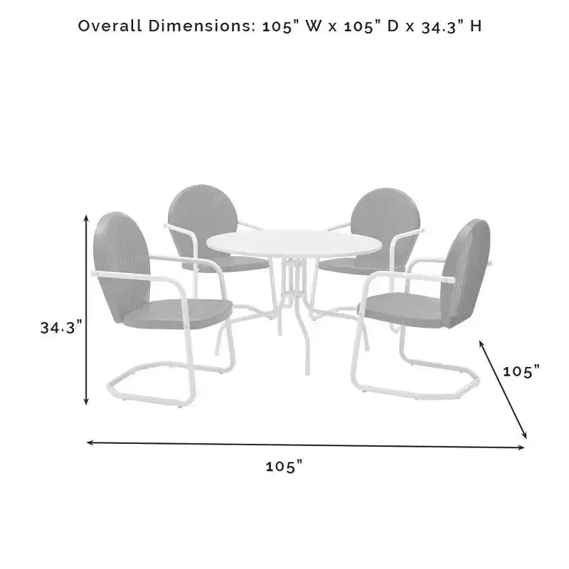 HomeStock Griffith 5Pc Outdoor Metal Dining Set - Table & 4 Chairs