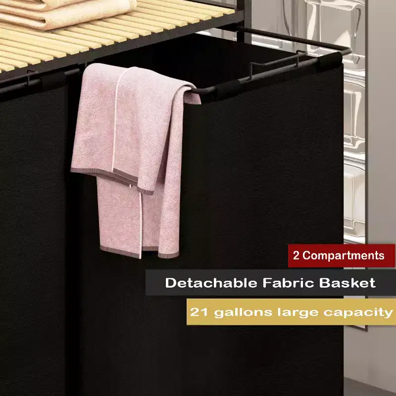 2-Compartment Laundry Hamper with Lid  Large 123L Dirty Clothes Basket