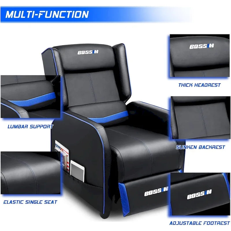 PU Leather Ergonomic Gaming Single Recliner Sofa for Living Room