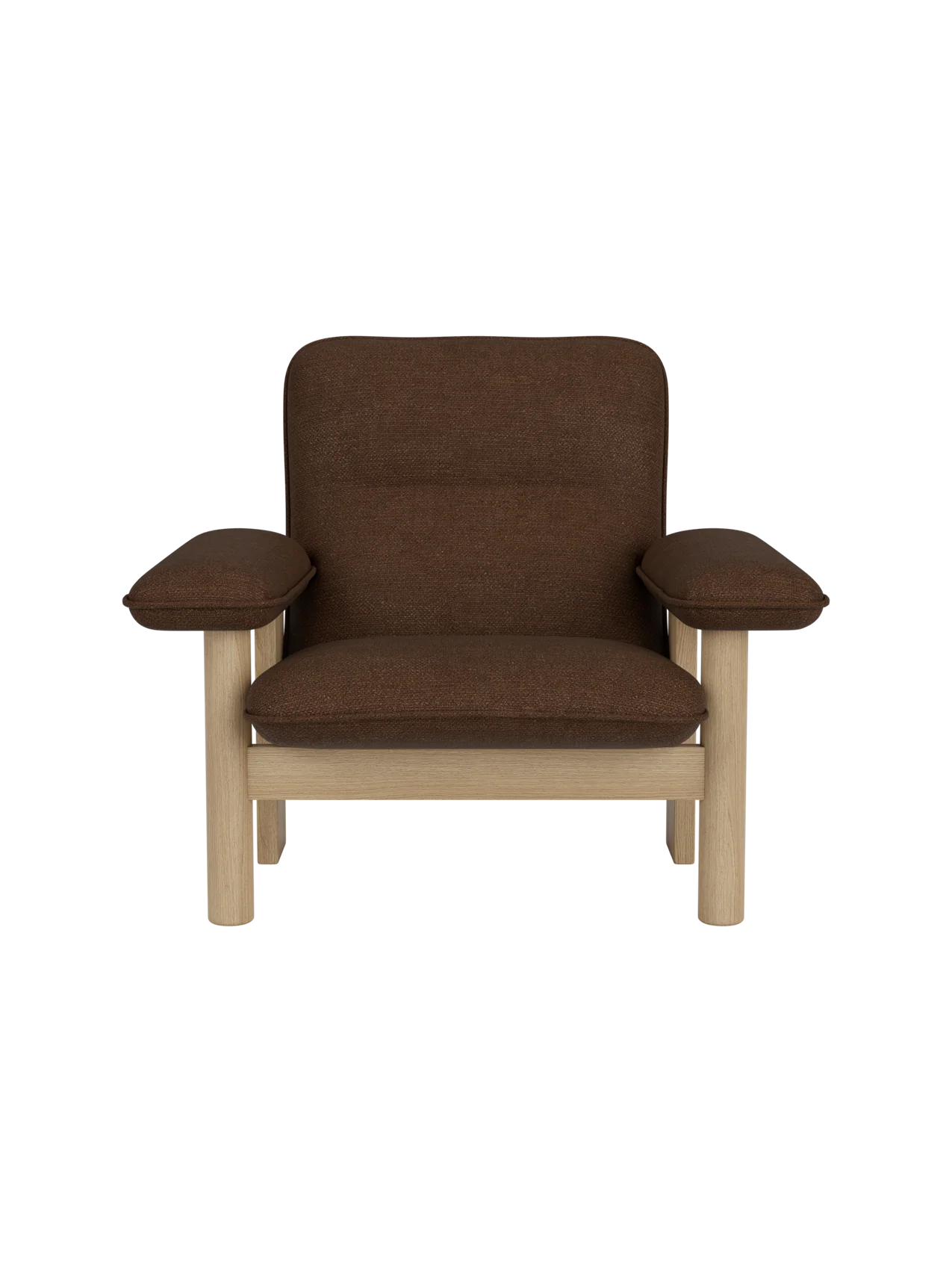High Back Lounge Chair in Textile Solid Wood Frame, Exaggerated Armrests