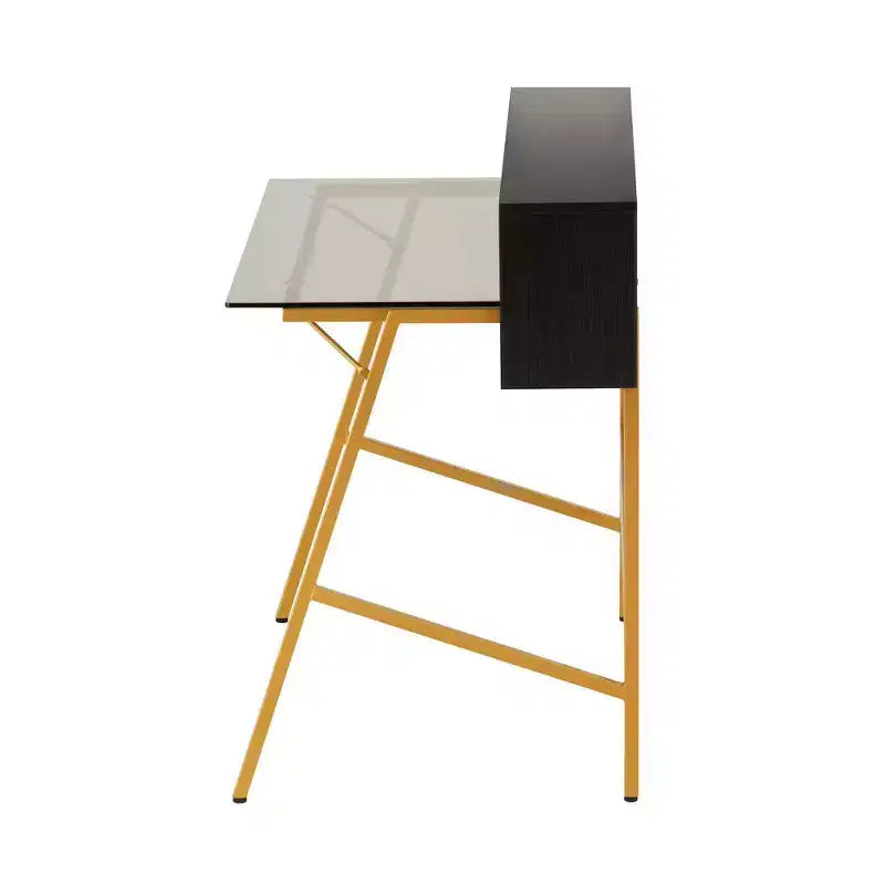 Techni Mobili Home Office Writing Desk wih riser, Gold