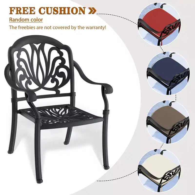 5-Piece Rectangular Cast Aluminum Patio Dining Set for Outdoor Backyard Garden Deck Poolside with Cushions