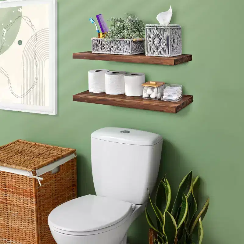 Sorbus 2 Pack 24 Solid Wood Floating Shelves - for Bathroom Decor, Books, Bedroom & Living Room