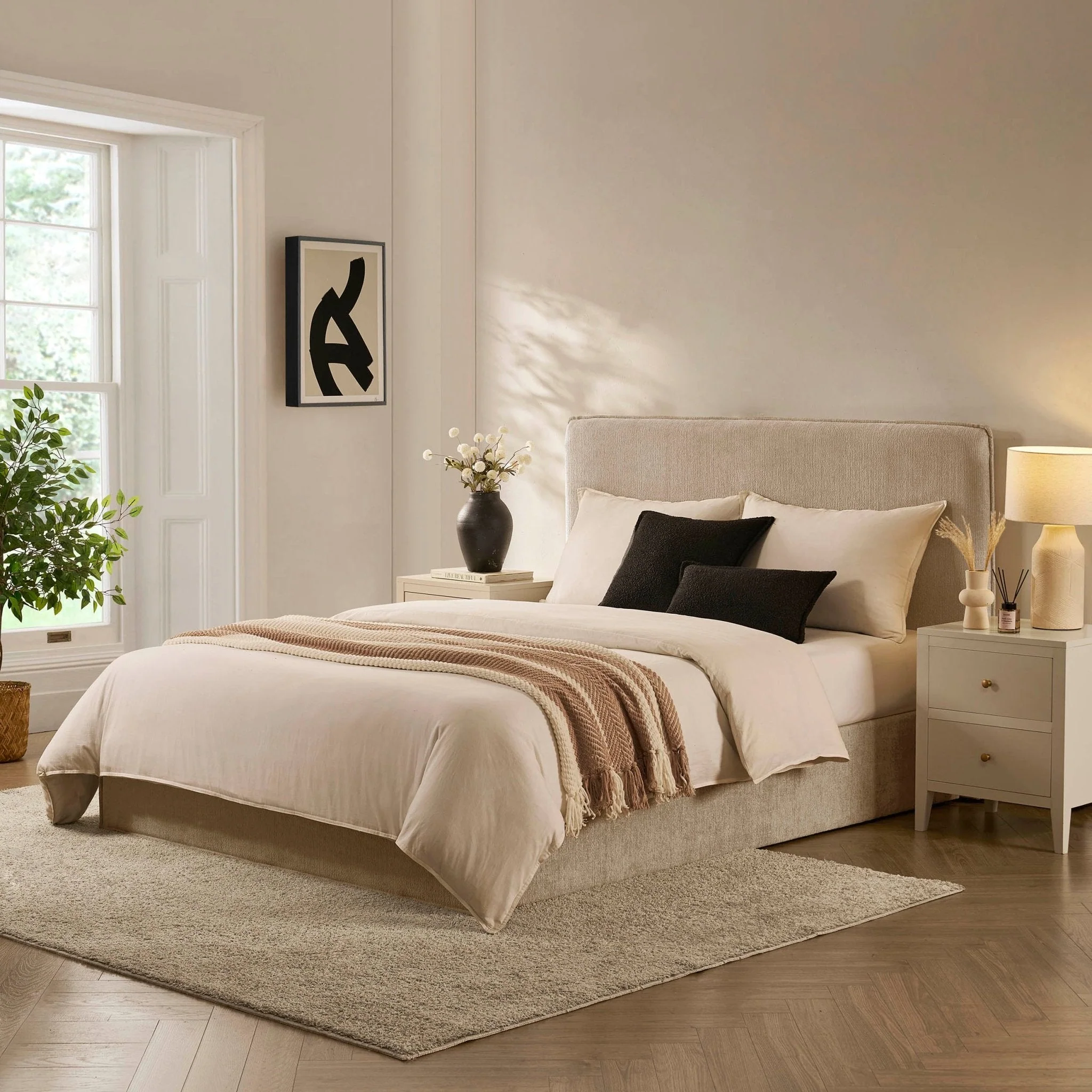 2 Drawer Bedside Table - Taupe