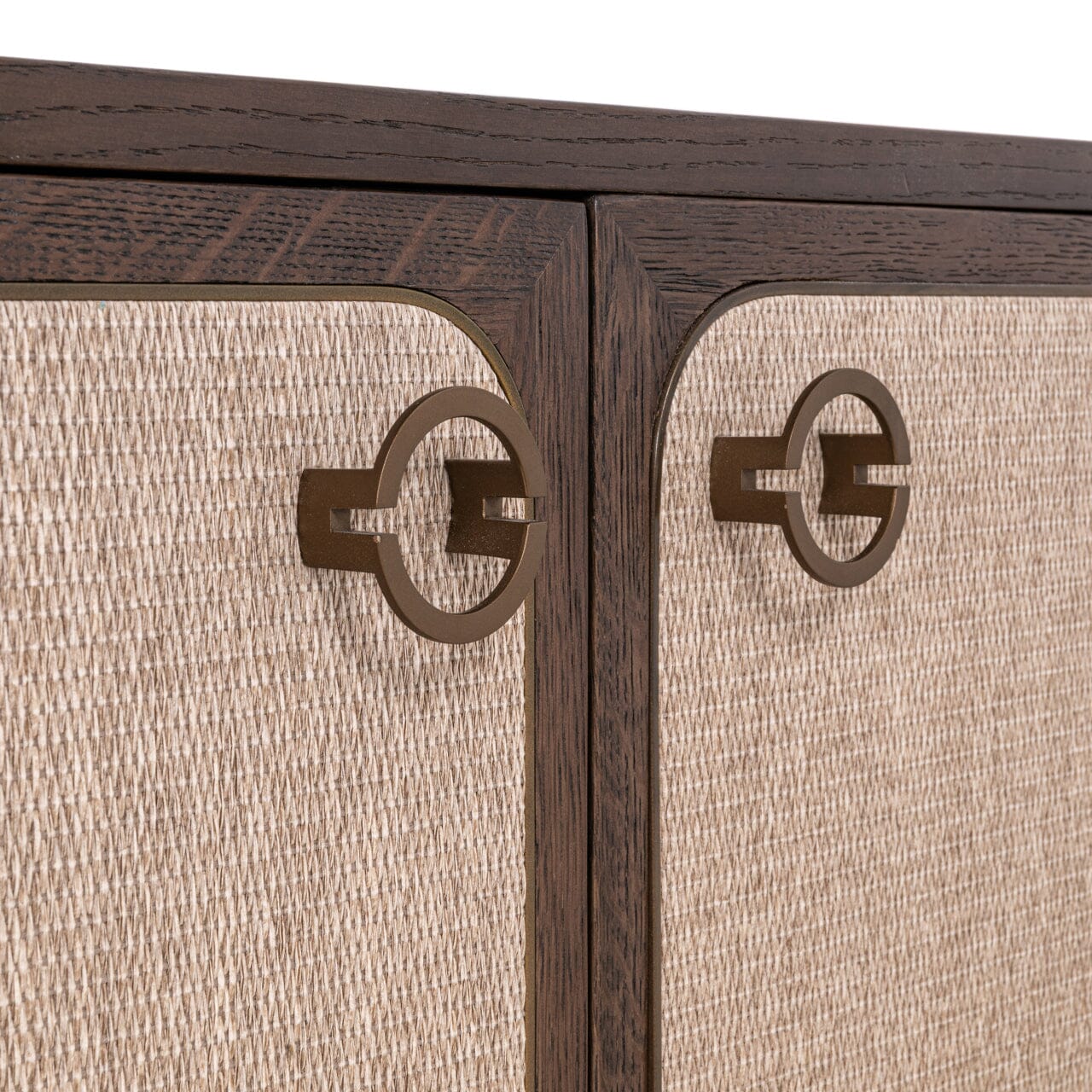 Linen & Dark Brown Oak 4 Door TV Unit
