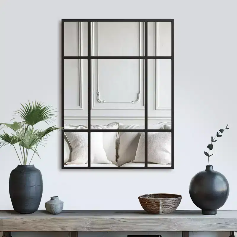 39x30 Rectangle Wall Mirror Window Framed Bathroom Mirror Black