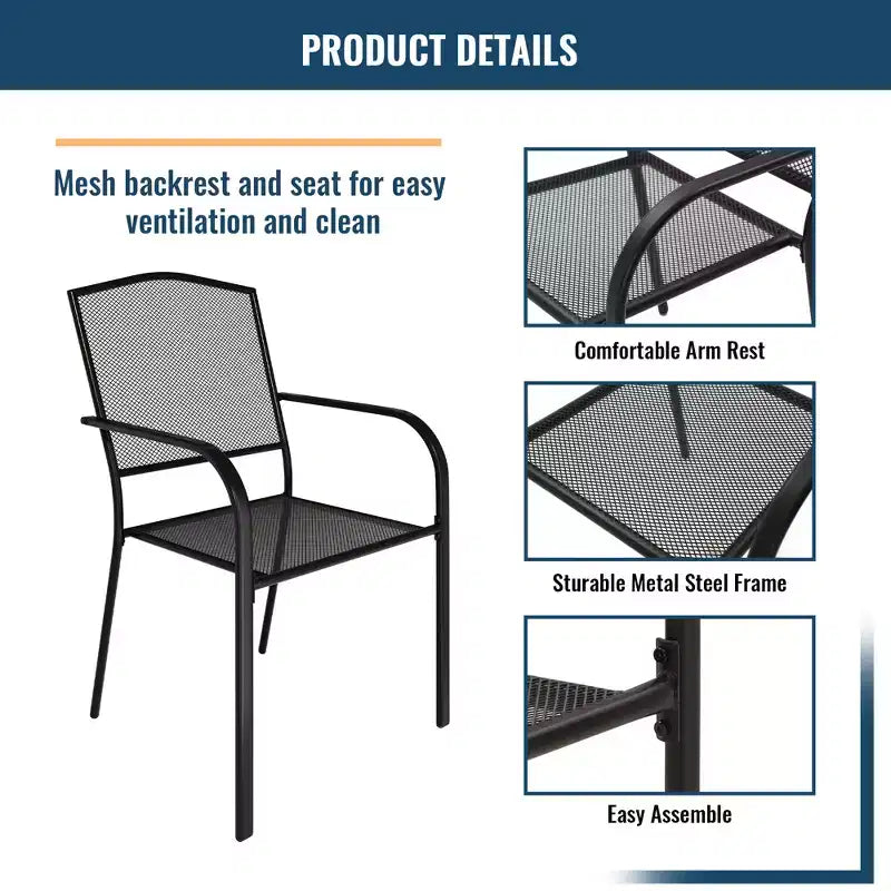 CLIHOME 9-Piece Outdoor Dining Set,Steel Frame Mesh Table & Chairs Set