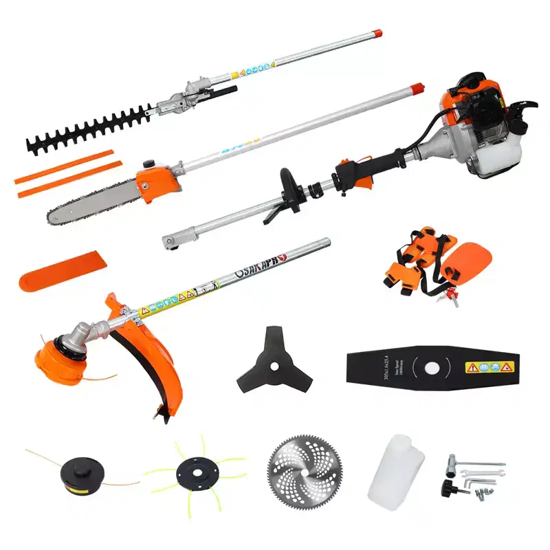 Multi-Functional Trimming Tool With String Trimmer Brush Cutter Pole Saw Full Crank Shaft Design 56CC 2-Cycle Garden Tool