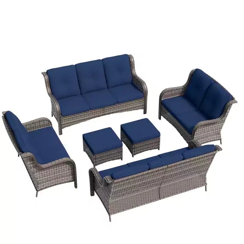 UPTIOT 6 Pieces Outdoor Wicker Sectional Sofa